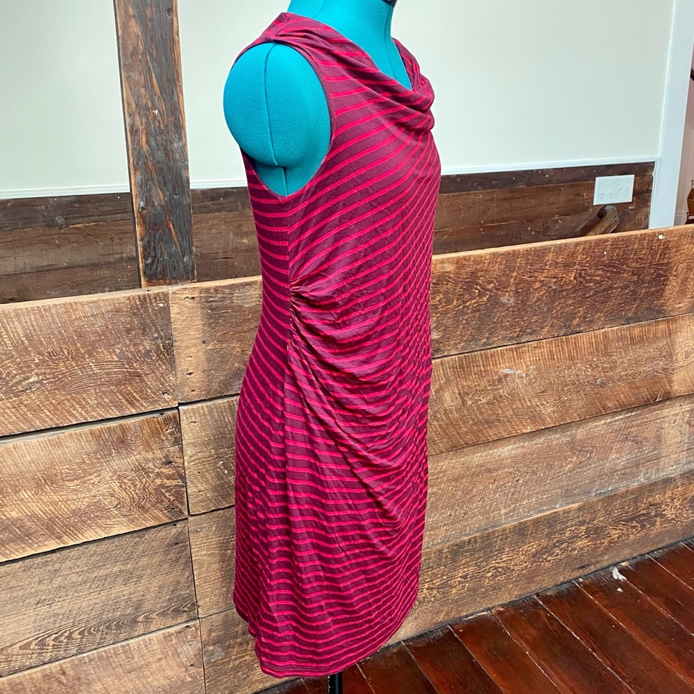 Loft Asymmetrical Striped Sleeveless Dress w Cowl